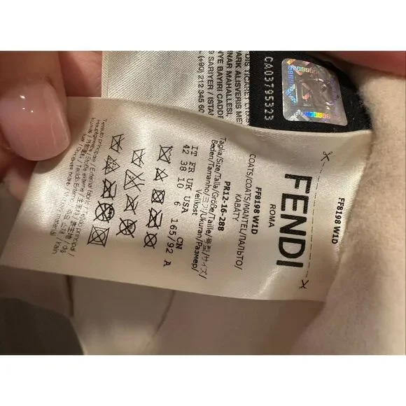 Fendi Roma Wool Coat 42 Blush Pink Shearling Pocket Jacket Italy Luxury Designer - Picture 8 of 15